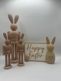 Set Happy Easter Sign + Fuzzy Bunny + Ribbed Bunny’s