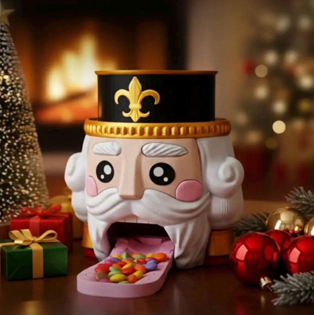 Nutcracker Candy Dispenser – Christmas Candy Holder with Press-Down Hat Mechanism