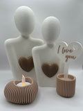Romantic Love Decor Set – Couple Figurines, Tealight Holder & “I Love You” Heart