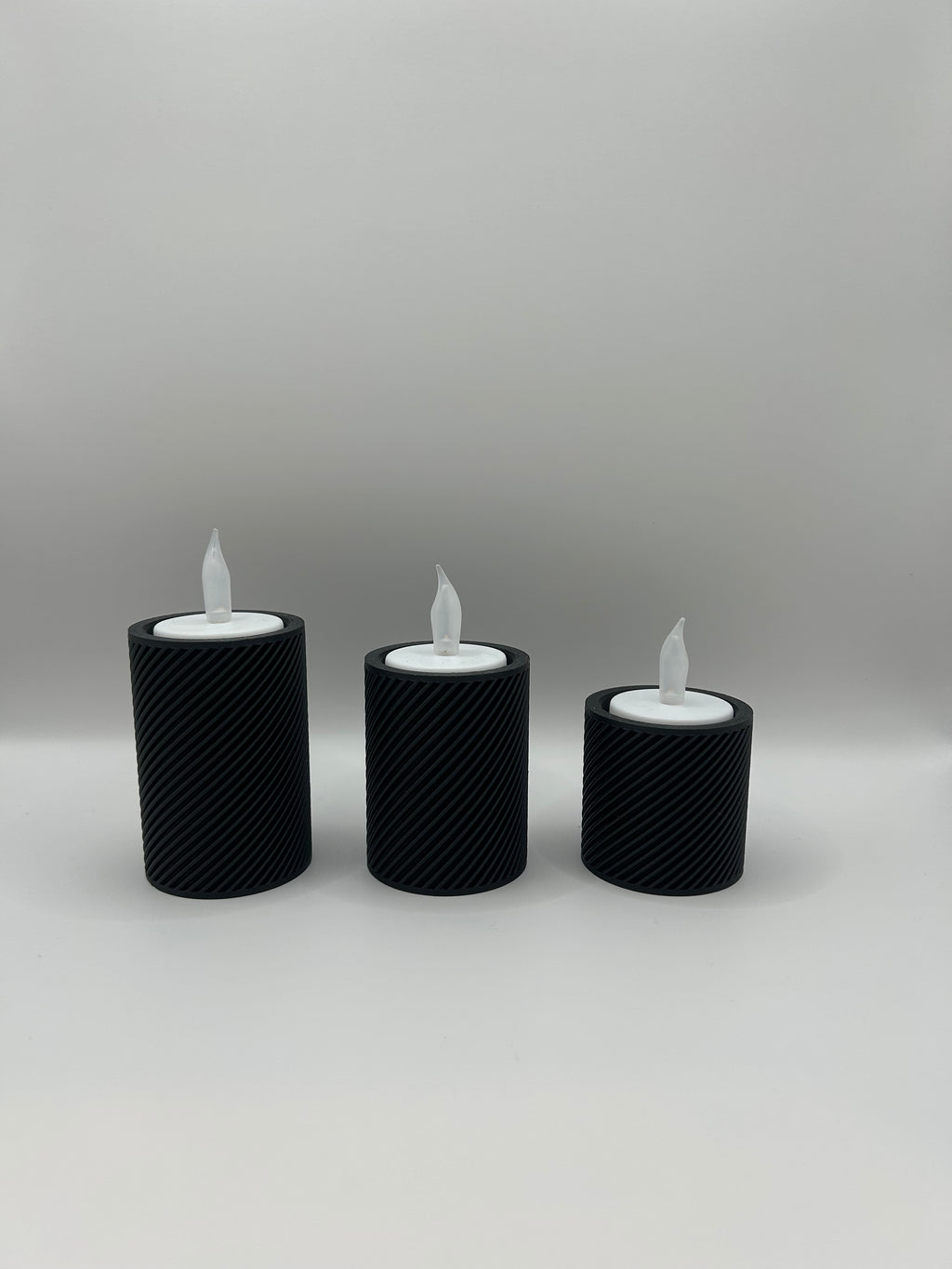 Modern Ribbed Candle Holders | Set per 3
