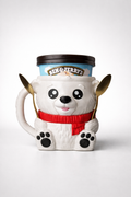 Polar Bear Ice Cream Holder Mug – Ice Pint Holder with Magnetic Scarf & Snack Drawer.    (LEHADESIGN)