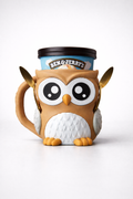 Owl Ice Cream Holder Mug – Ice Pint Holder with Secret Snack Drawer & Spoon Slots (LEHADESIGN)