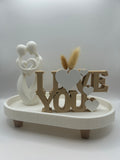 Set Couple Figurine + Love You Sign + Tray