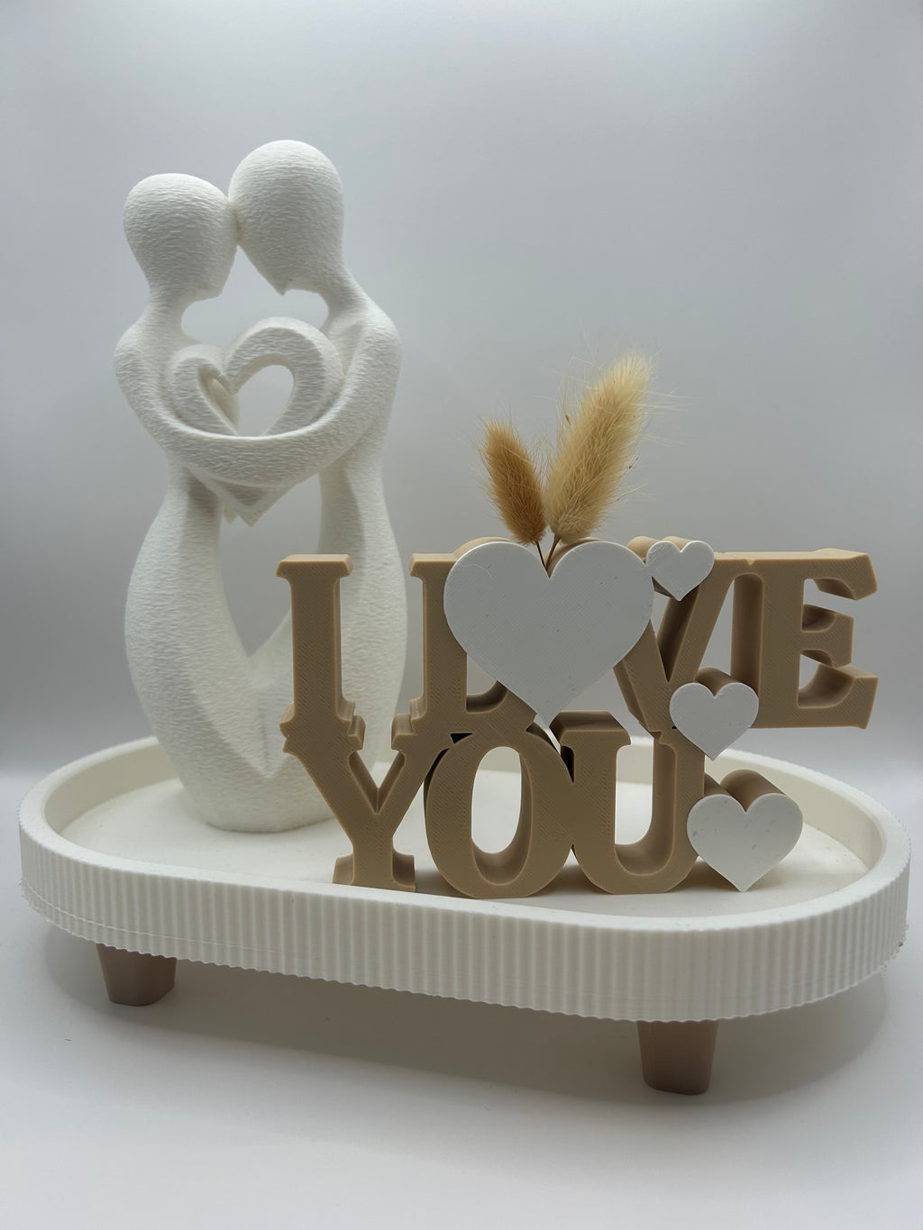 Set Couple Figurine + Love You Sign + Tray