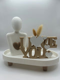 Set Figure With Heart + Love You Sign + Tray