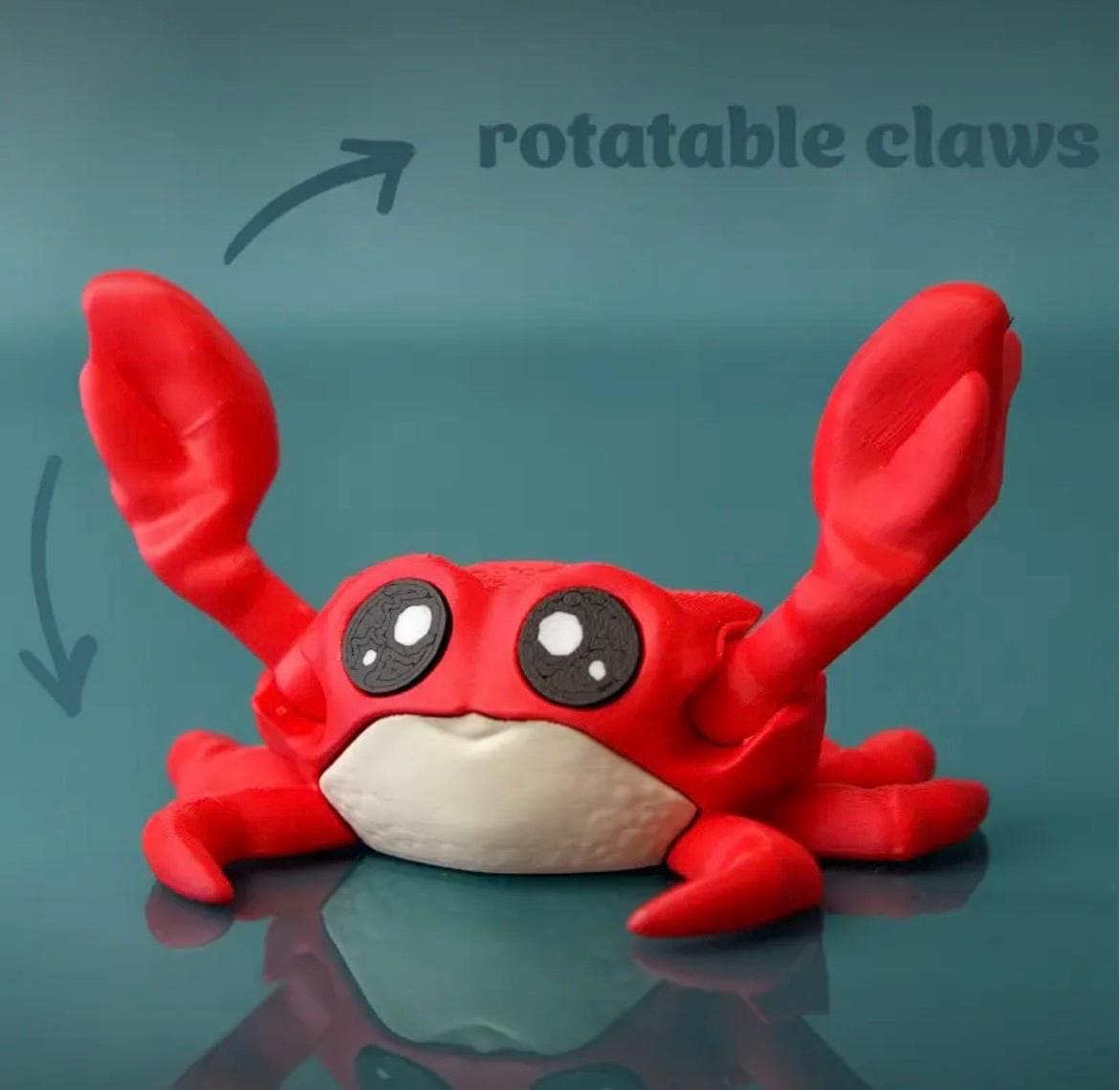 2 Cute Magnetic Crab Figurine with Rotating Claws – Fun Desk & Fridge Decoration.  2PCS