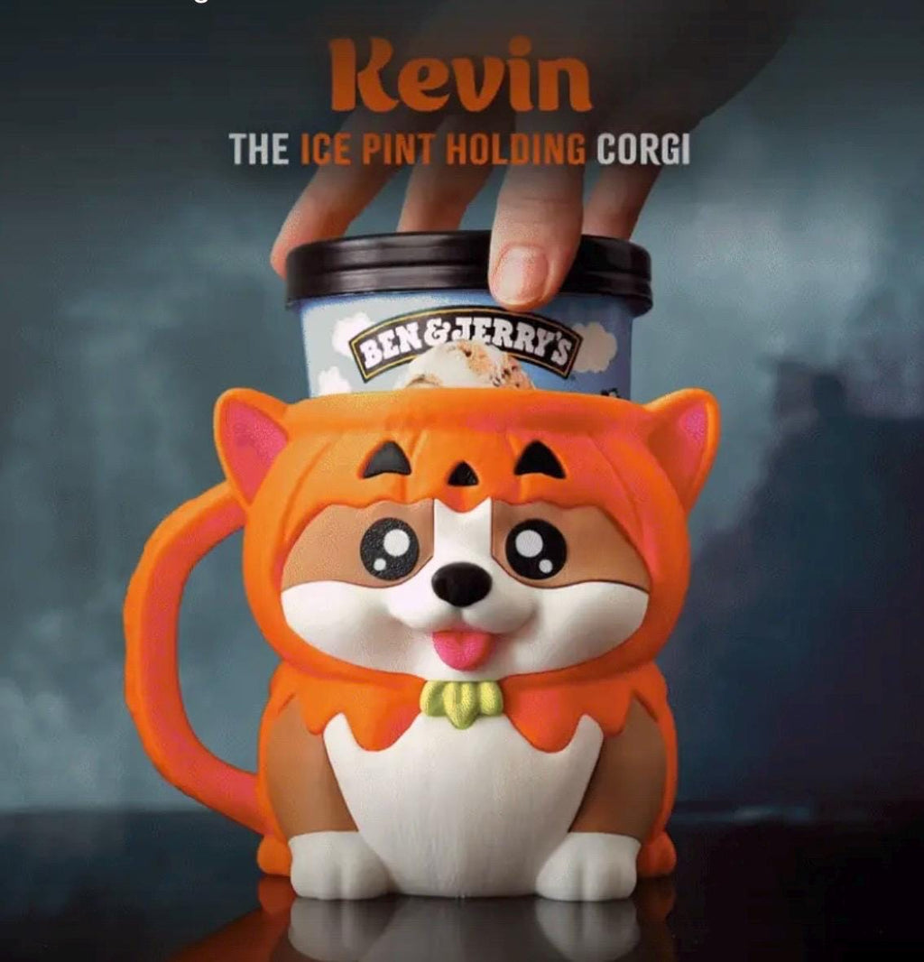 Kevin – Ice Cream Pint Holder Corgi | 2 pcs Spoon Holder & Snack Storage.  (LEHADESIGN)