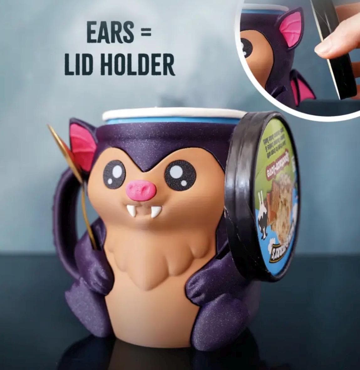Cute Bat Mug – No Cold Hands Cup – Funny Animal Coffee Mug – – 3D Printed Cup