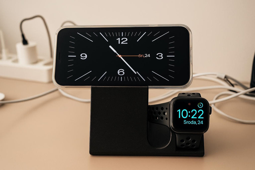 Minimalist 3D Printed iPhone & Apple Watch + airpods 2 Standby – Nightstand Charging Dock for Apple Devices